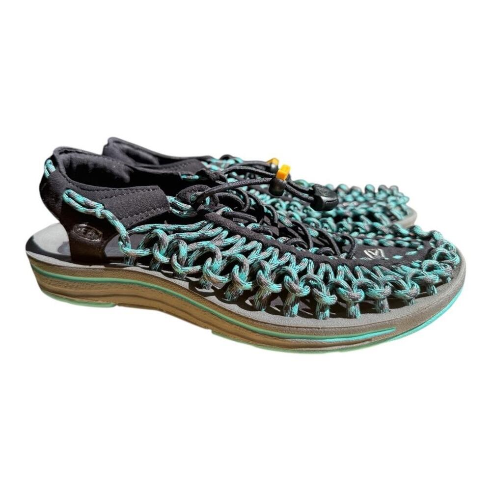 Keen Women's Black and Teal Knotted Cord Sandal